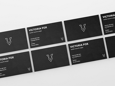 Business Cards for Victoria Fox black and white branding business card fox identity logo mark monogram symbol victoria