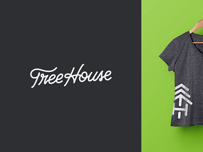 TreeHouse branding green handwriten house identity lettering logo logomark minimalist tree vintage