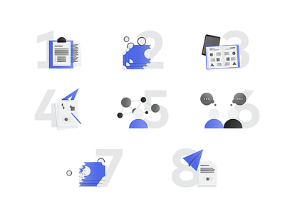 Icons design feedback icon icons intern interview kit process set test