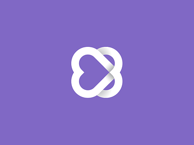 3❤︎ geometric heart icon logo mark purple symbol three white