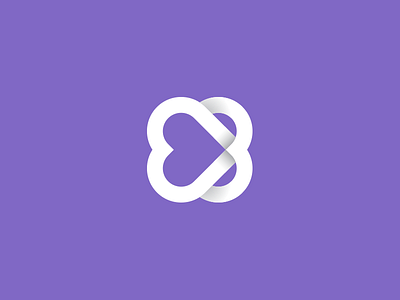 3❤︎ geometric heart icon logo mark purple symbol three white