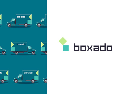 Boxado courier geometric icon line logistics logo logomark minimalist symbol transportation truck wordmark