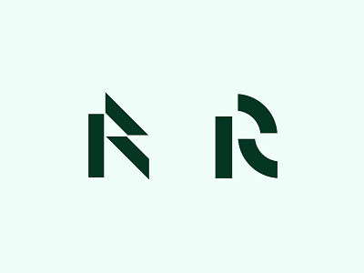 R monograms branding design geometric green icon identity logo logo design logotype mark minimalist monogram symbol