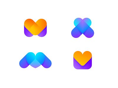 M❤︎ branding design geometric gradient heart icon identity logo logo design logomark mark minimalist monogram symbol tech
