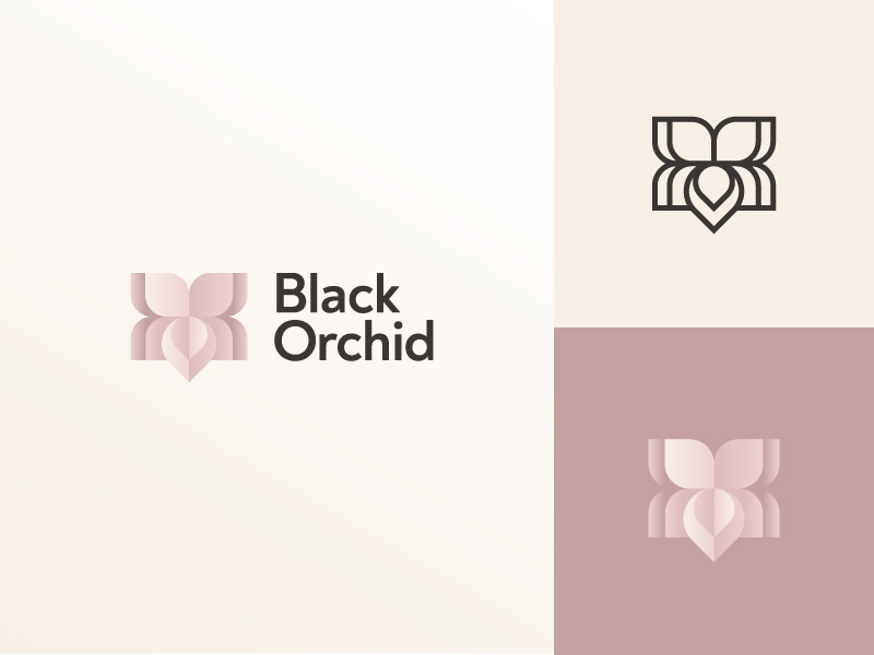 black orchid modern logo with feminine colors