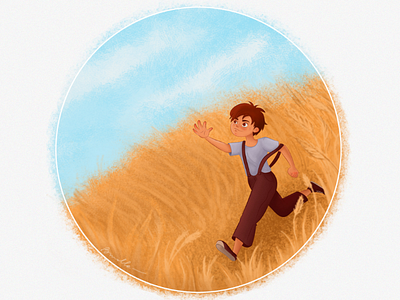 Run, boy, run - v.2 book illustration boy catcher in the rye child childhood children illustration field illustration landscape noise running running boy rye