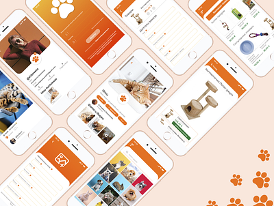 PetsProject App feed mobile pets social store app uidesign