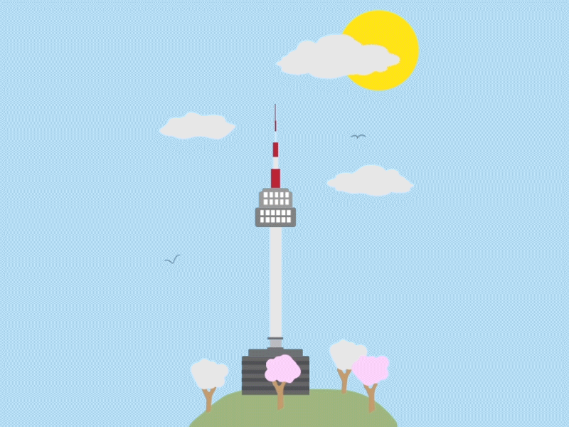 Seoul N Seoul Tower 2d city motion design seoul southkorea tower