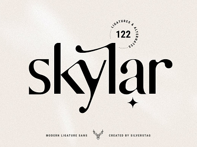 Skylar - Modern Ligature Sans Serif Font branding design display font font font design fonts graphic design lettering lettering design ligature ligature font ligatures logo font logo fonts modern font retro font typeface typefaces typography vintage font