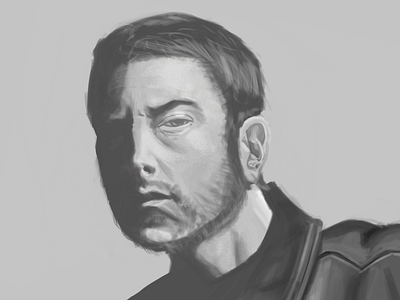 Eminem || Observational study || 2020 art digital illustration drawing eminem grayscale photoshop study