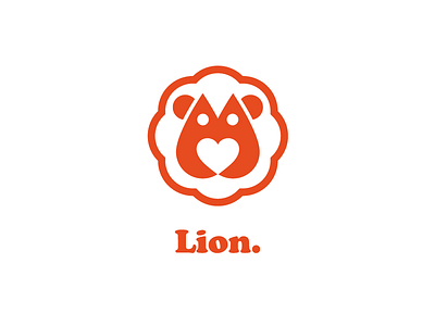 Lion cooper black drop geometry heart icon lion logo orange