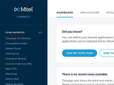 Mitel Connect applications connect dashboard management mitel