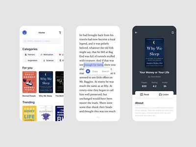 eBook App Concept - UI/UX Design app app design app ui book app book reading app design mobile mobile app design mobile design ui ui design uiux ux