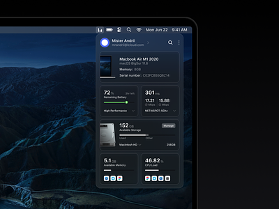 MacOS System Status Concept - UI/UX Design
