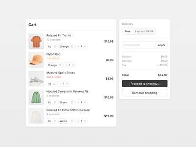 Shopping Cart cart checkout commerce design system ecommerce figma shop shopping bag shopping cart ui ux