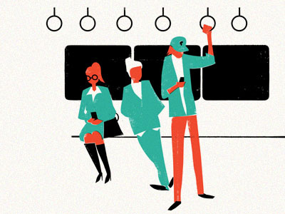 Streetpps01 advertising illustration massoni people smartphone subway train