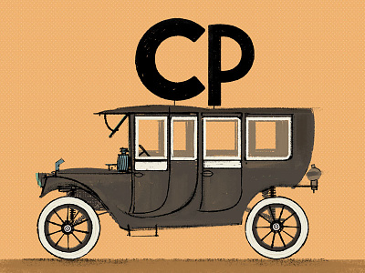 Cp 01 black brown car illustration old wheels