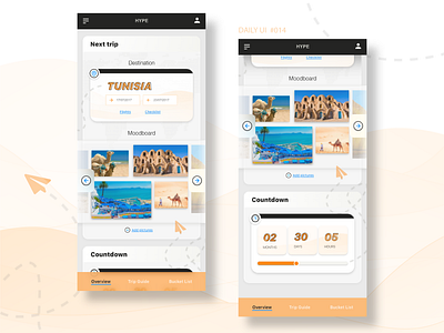 Daily UI #014 - Countdown Timer - Travel App