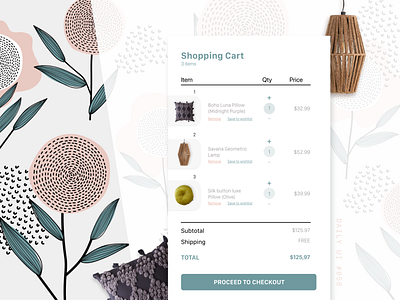 DAILY UI #058 | Shopping Cart 058 cart daily 100 challenge daily ui 058 dailyui dailyui058 dailyuichallenge decor design furniture online shop online shopping shopping shopping cart ui ui design uidesign uiux uiuxdesigner