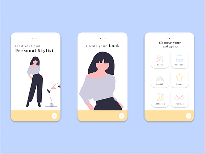 Fashion Concept App UI branding character illustration design designer fashion fashion app fashion design fashion illustration fashion ui icon illustration onboarding ui personal stylist ui ux ux design vector