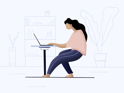 Working From Home Illustration character illustration design designer figmadesign girl drawing girl working illustration illustrator laptop product illustration ui working working from home working space workspace