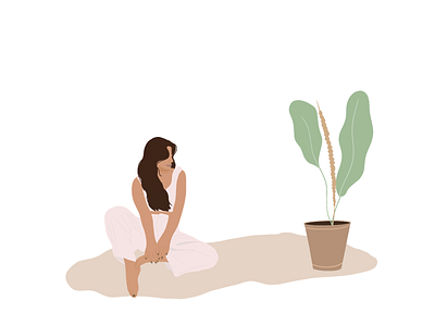 Home at home character design character illustration chilling design designer girl girl sitting girls illustration illustrator plant procreate