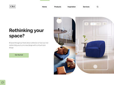 DailyUI 003 Landing Page Redesign for CB2 branding cb2 daily ui daily ui challenge dailyui003 design figma home decor home decoration interior design landing page landing page concept landing page ui landing pages ui ux design ux ui website redesign