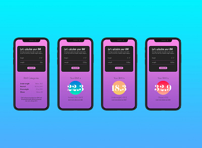 Daily UI :: 004 app bmi calculator calculator design calculator ui daily ui daily ui 004 daily ui challenge dailyui dailyuichallenge design health lifestyle mobile mobile ui ui
