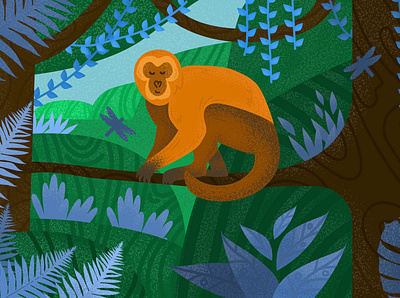 Monkey blue forest grain green illustration jungle kids book leaves monkey nature noise orange vector
