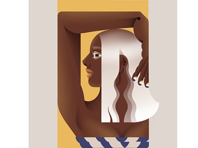 Chocolate lady neomorphic illustration in procreate