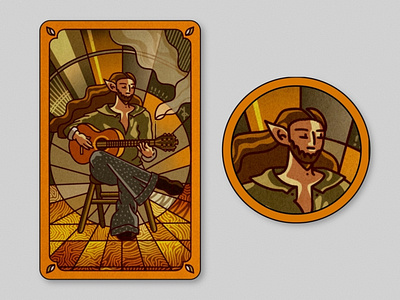 Musical card 1 : Estas Tonne art art nouveau card card design cartoon cartoon character character design cute design digital art guitar guitarist illustration line art music musical procreate tarot tarot card tarot style