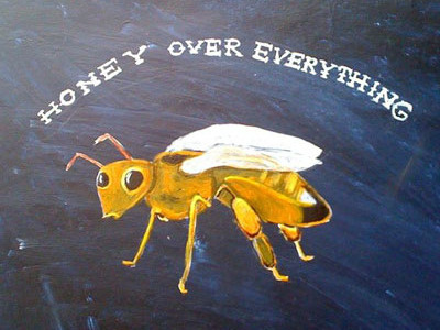 Honey Over Everything acrylic bee painting type