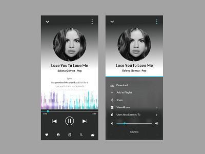 Daily UI 9 - Music Player mobile app design music app