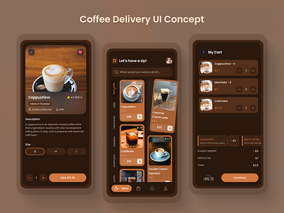 Coffee Delivery App Concept app beverage app coffee app coffee delivery coffee shop concept delivery app drink app food app