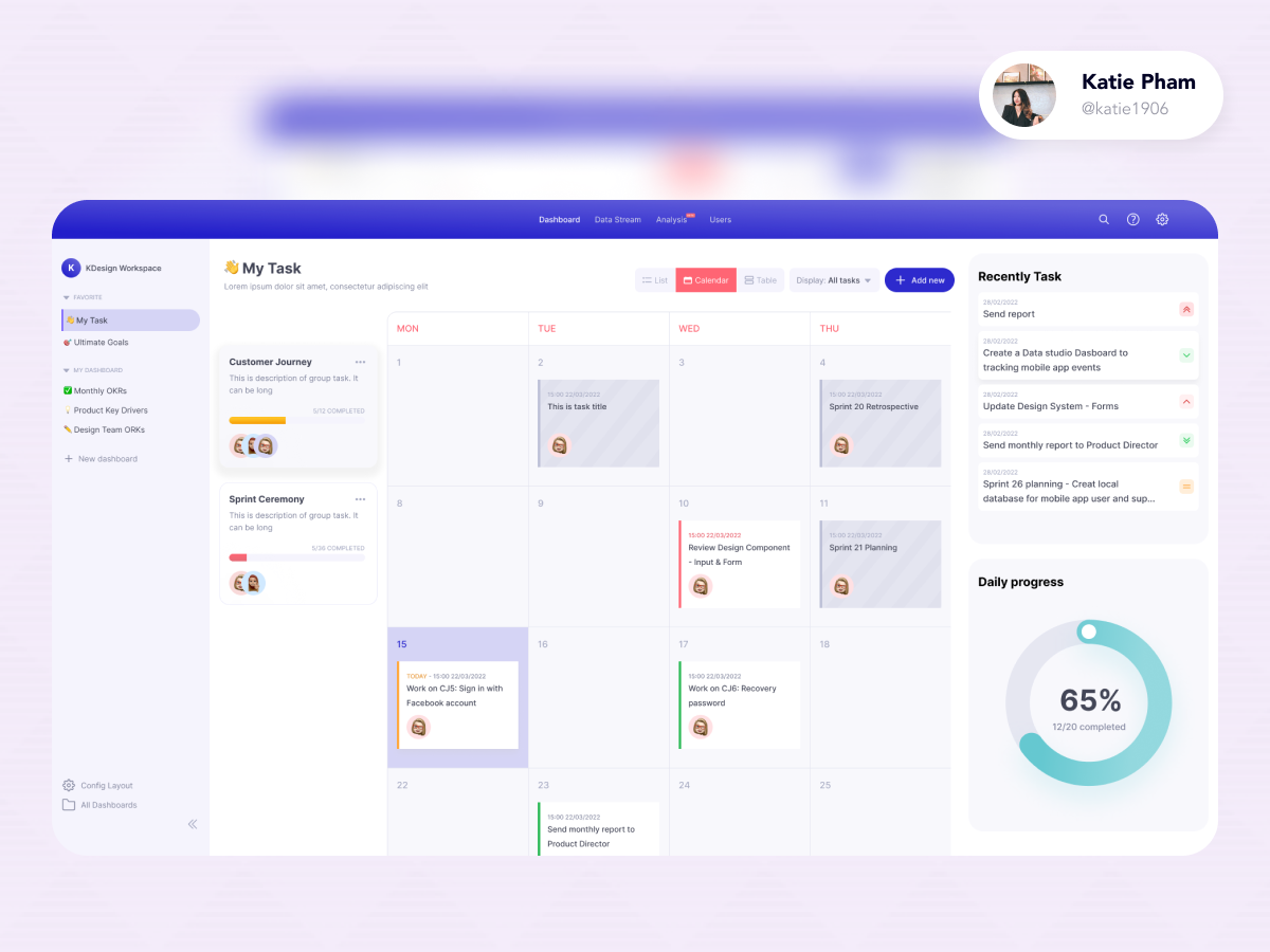 Task Management Dashboard version 2.0 by Katie Pham on Dribbble