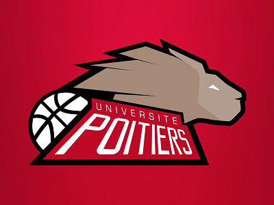 Poitiers Lions basketball team logo basketball flat icon identity animal lion logo sport team vector