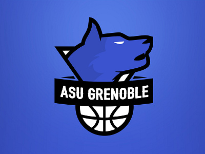 Grenoble wolf basketball team logo animal basketball flat icon identity logo sport team vector wolf