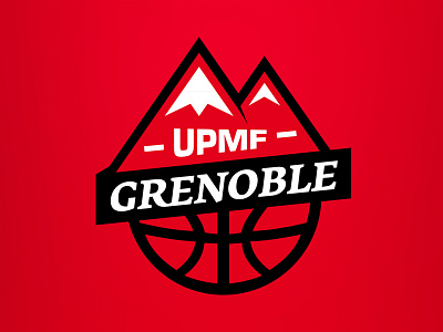 Grenoble mountain basketball team logo animal ball basketball flat icon identity logo mountain sport team vector