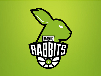 melty's basketball team logo animal basketball flat icon identity logo magic rabbit sport team vector