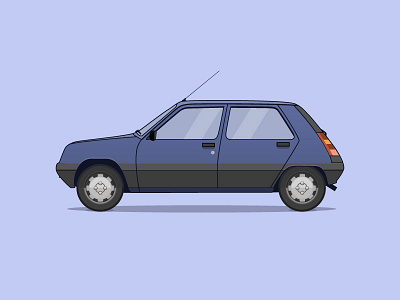 Renault 5 car ld flat lights renault vector vehicule wheel window