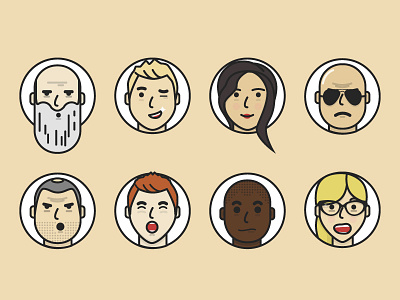 Characters beard blond characters eyes face glasses hair mouth people vector wink