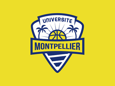 Montpellier basketball team logo ball basketball flat identity logo palm sport team vector wave