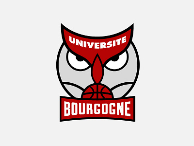 Universite Bourgogne Basketball Team Logo ball basketball championship flat identity league logo owl sport team university vector