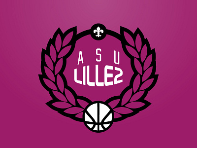 Lille2 basketball team logo ball basketball crown flat france identity laurels lille logo team vector