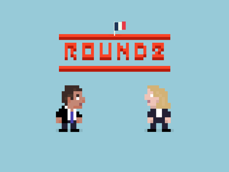 Round 2 - French elections flag 8bits arcade animation characters round pixel french elections