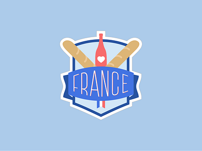 France Logo baguette country france heart logo retro shield typo wine