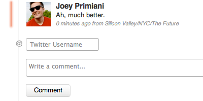 Twitter + Wordpress Commenting comment commenting fast joey primiani simple system twitter username wordpress