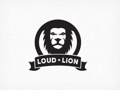 LoudLion Logo black black and white branding design emblem grey icon identity lion logo loudlion one color simple vector