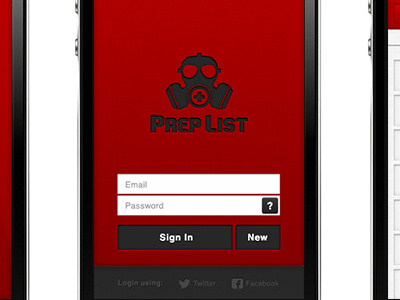 Prep List Login app design interface ios ipad iphone list login mask mobile prep red screen sign in texture ui user web