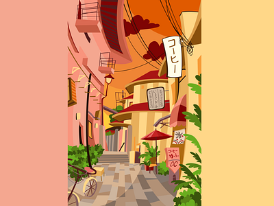 Stylized Japanese Alley Background By Emilia Kasama On Dribbble